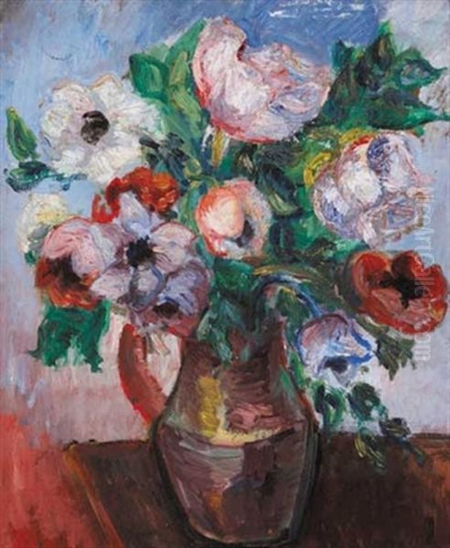 Anemones In A Vase Oil Painting by Renee O'Conor (Honta)