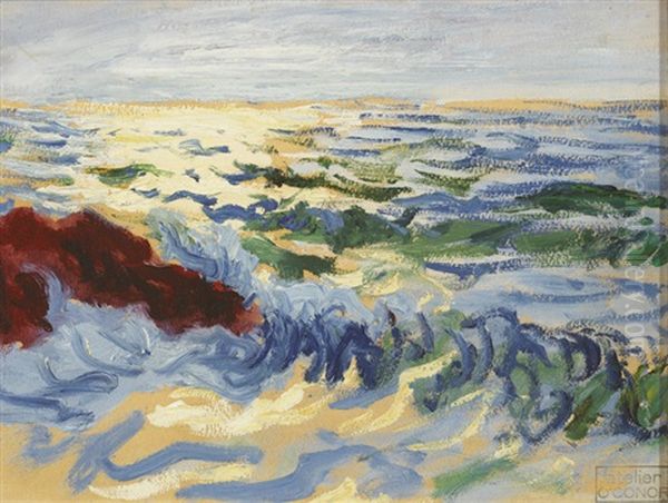 Coastal Scene, Evening Or Turbulent Sea, Brittany Oil Painting by Roderic O'Conor