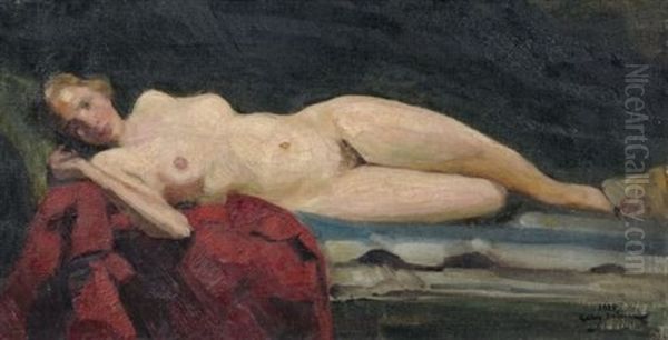 Liegender Weiblicher Akt Oil Painting by Georg Egmont Oehme