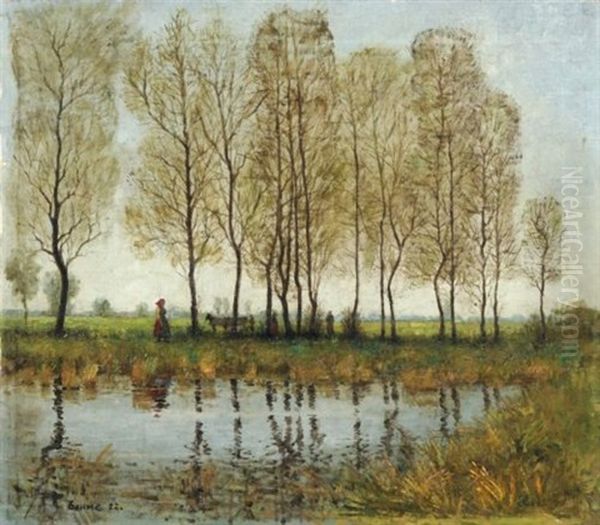 Bauerliche Landschaft Mit Weiher Oil Painting by Georg Egmont Oehme