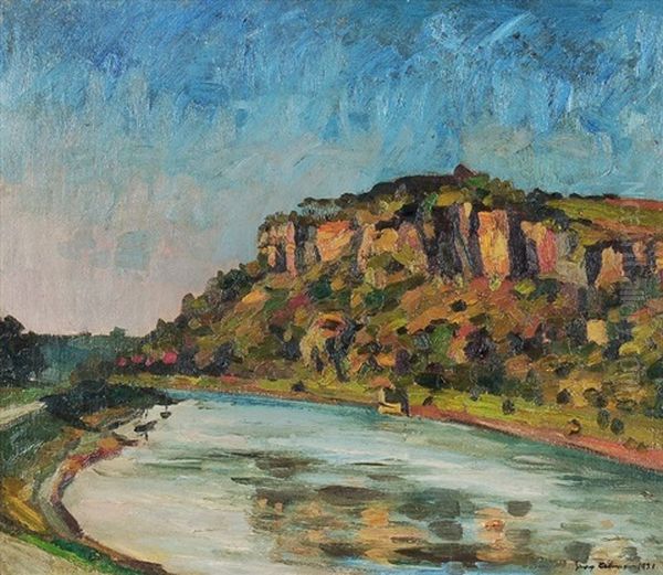 Fluslandschaft Oil Painting by Georg Egmont Oehme