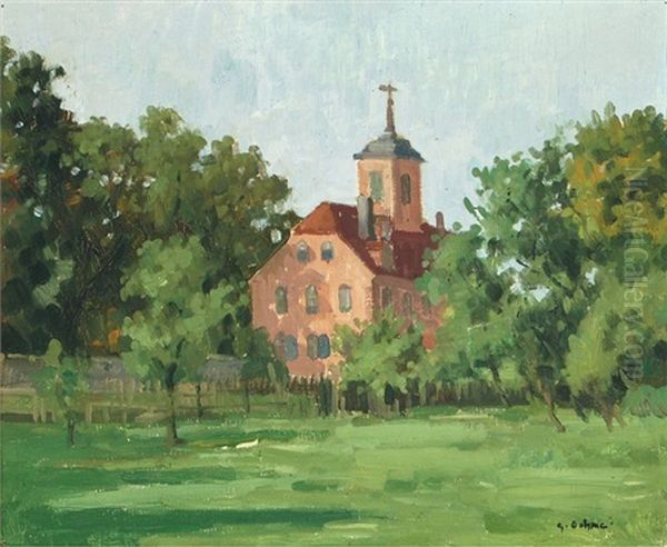 Landschaft Mit Kirche Oil Painting by Georg Egmont Oehme