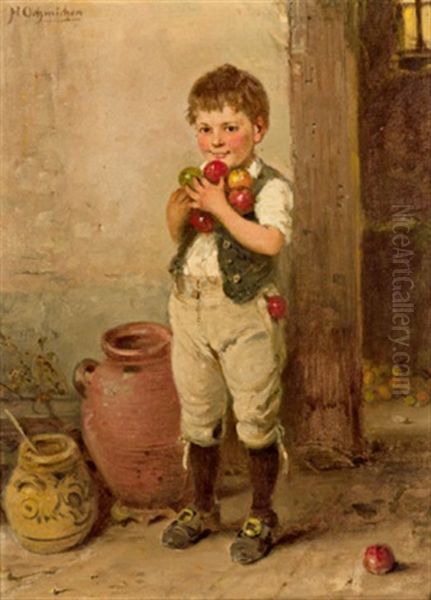 Der Apfeldieb Oil Painting by Hugo Oehmichen