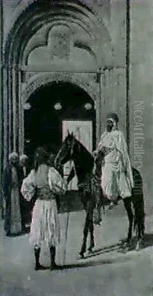 An Arab Horseman Oil Painting by Aloysius C. O'Kelly