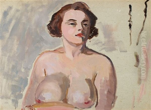 Polakt / Akt Stojacy (recto/verso) Oil Painting by Andrzej Oles