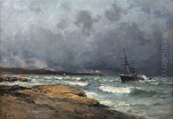 Chalutier, Effet D'orage Oil Painting by Jean Baptiste Olive