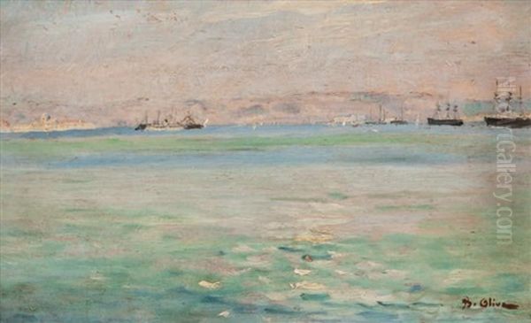 La Rade De Marseille Oil Painting by Jean Baptiste Olive