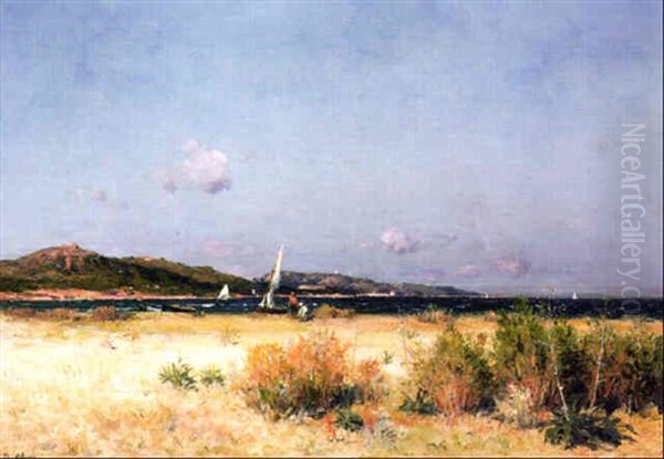 Voiliers Sur L'etang De Berre Oil Painting by Jean Baptiste Olive