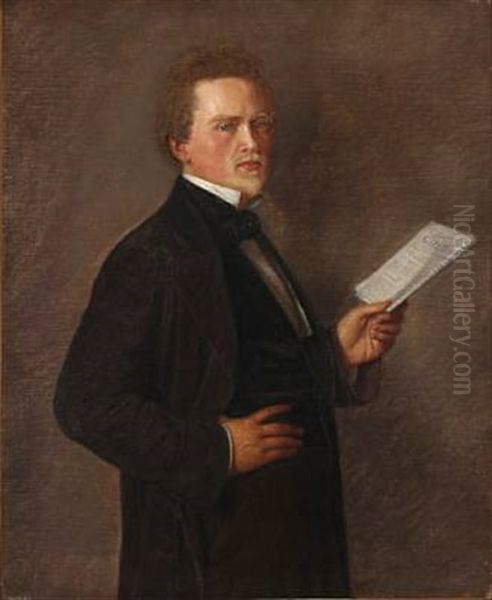 Portrait Of Landowner Lund Oil Painting by Henrik Benedikt Olrik