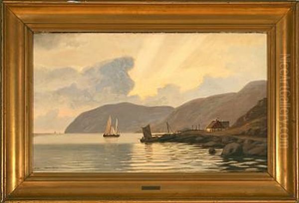 Coastal Scene From Quarto Dei Mille In Italy Oil Painting by Alfred Olsen