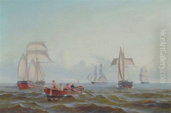 Fiskere I Sundet Oil Painting by Alfred Olsen
