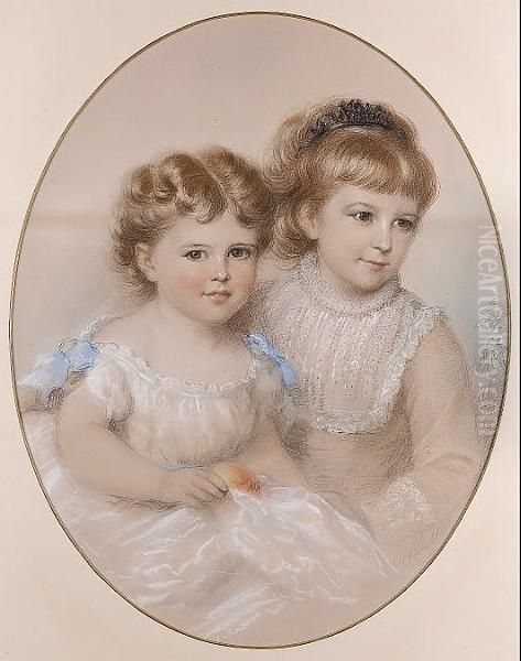 Portrait Of Edith And Marion, The Daughters Of Reverend D. B. Cameron Oil Painting by Alexander Blaikley