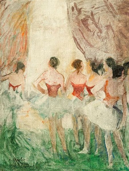 O.t. (vor Dem Auftritt) Oil Painting by Ernst Oppler