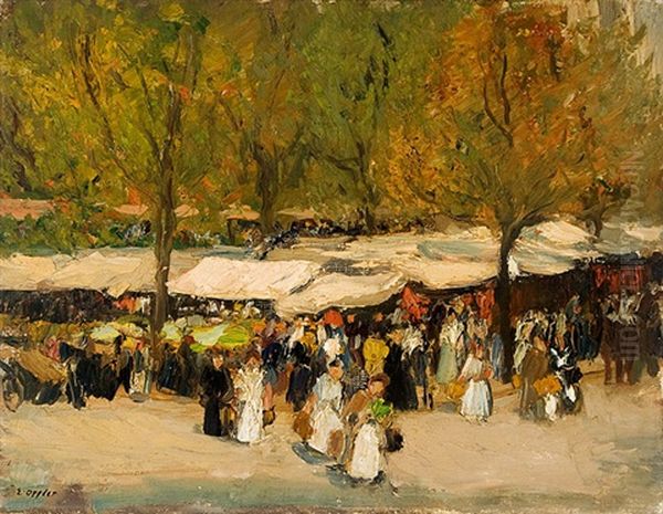 Markt Am Wittenbergplatz Oil Painting by Ernst Oppler