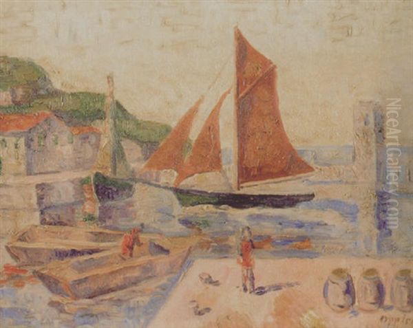 Harbor Oil Painting by Ernst Oppler