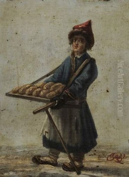 La Petite Marchande De Pain Oil Painting by Aleksandr Osipovich Orlovsky