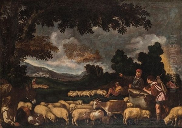 Jacob En El Pozo Oil Painting by Pedro Orrente