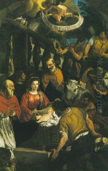 L'adorazione Dei Pastori Con S. Girolamo A Sinistra Oil Painting by Pedro Orrente