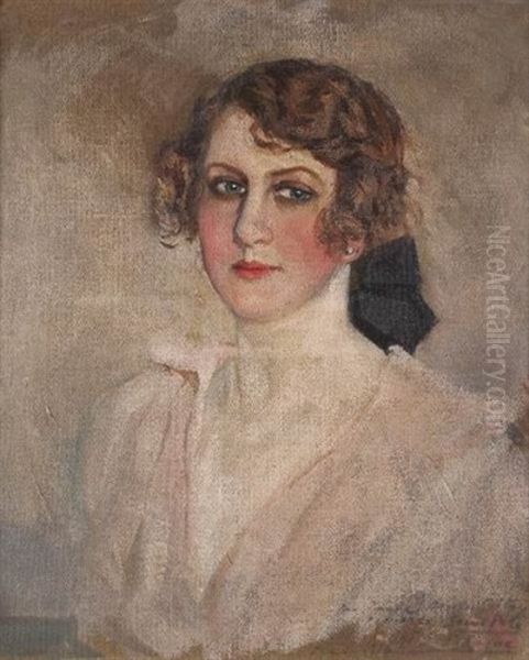 Portrait De Jeanne Desclos Guitry Oil Painting by Antonio Ortiz Echaguee