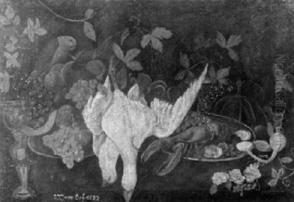 Stilleben Mit Fruchten, Erlegten Gansen Und Hummer Auf Einem Teller Oil Painting by Georgius Jacobus Johannes van Os