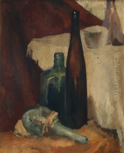 Still Life With Bottles Oil Painting by Alexandr Aleksandrovich Osmerkin