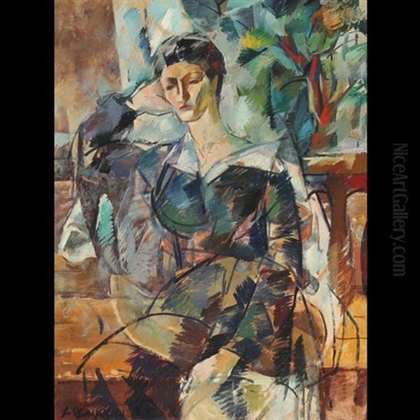 Portrait Of A Young Woman (e. T. Barkova) Oil Painting by Alexandr Aleksandrovich Osmerkin