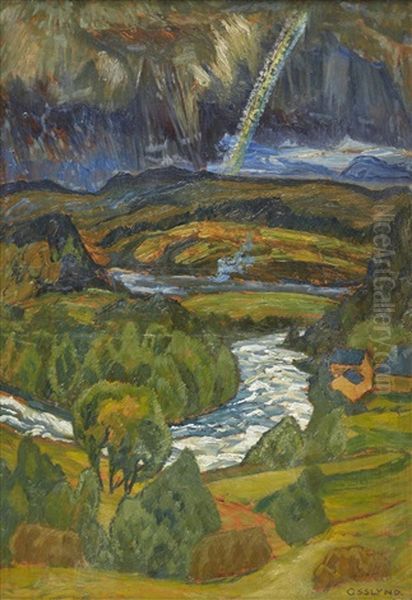 Regnbyn Drar Forbi Oil Painting by Helmer Osslund