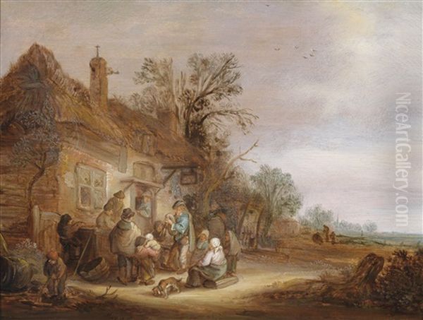 Bauern Und Musiker Vor Einer Schanke Oil Painting by Isaac Van Ostade