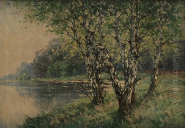 Sommerlicher Waldseee Oil Painting by Ilya Semenovich Ostroukhov