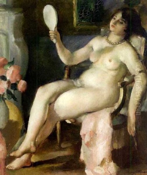 Nu Au Miroir Oil Painting by Henri Ottmann