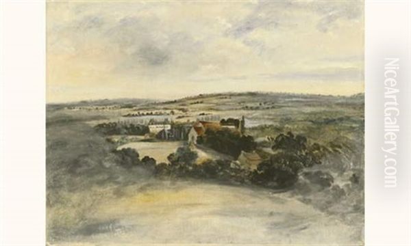 Vue D'un Chateau Dans La Campagne Oil Painting by Pierre Justin Ouvrie