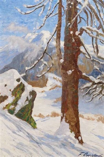 Larche Am Grunen Stein, Davos Oil Painting by Fritz Overbeck