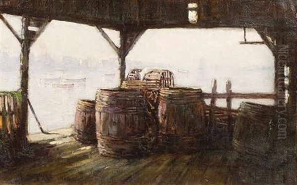 Fisherman's Beach, Swampscott - A Fish House View Oil Painting by Edward A. Page