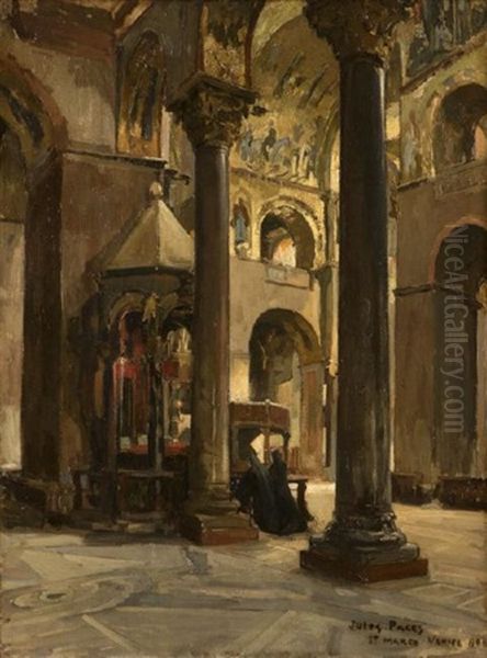 Interior Of St. Marco Oil Painting by Jules Eugene Pages
