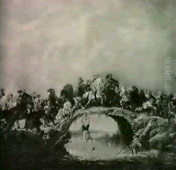 Military Skirmish On A Bridge Oil Painting by Anthonie Palamedesz