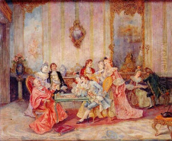 La Partie D'echecs Oil Painting by Joaquin Pallares y Allustante