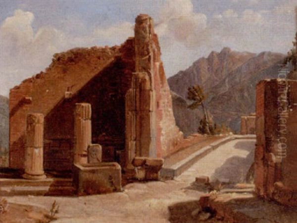 Ruiner Vid Bergsvag - Italien Oil Painting by Gustaf Wilhelm Palm