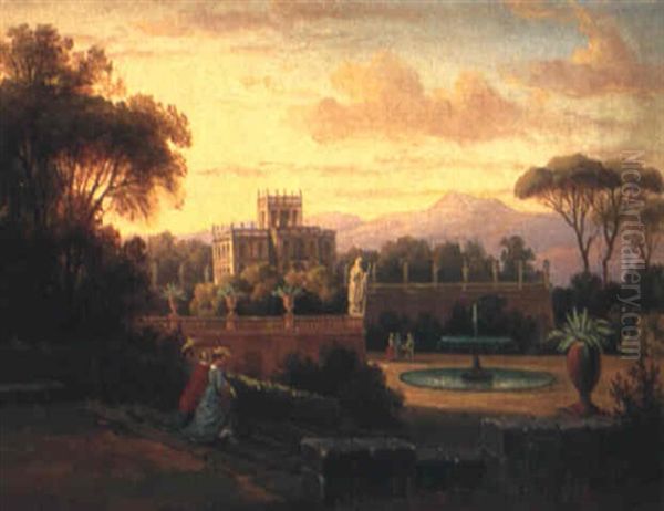 Villa Doria Pamphili N,ra Rom Oil Painting by Gustaf Wilhelm Palm