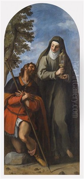Die Heiligen Rochus Und Klara Oil Painting by Jacopo Palma il Giovane