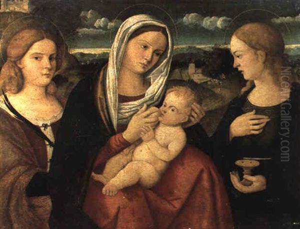 Die Madonna Mit Dem Kind Zwischen Zwei Heiligen Oil Painting by Jacopo Palma il Giovane