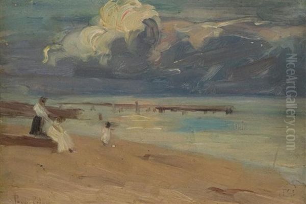 At The Beach Oil Painting by Pauline Lennards Palmer