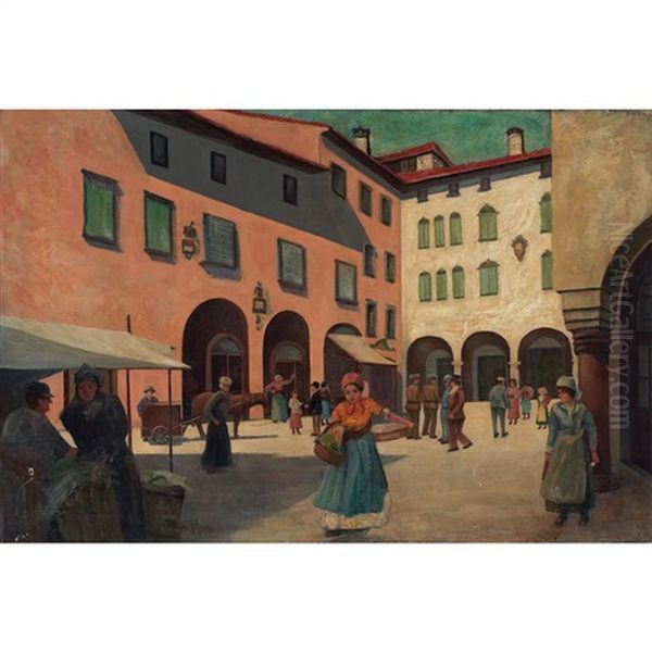 Italian City Scene Oil Painting by Pauline Palmer