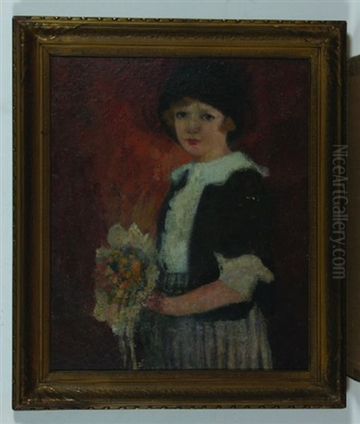 Portrait Of Girl Oil Painting by Pauline Palmer
