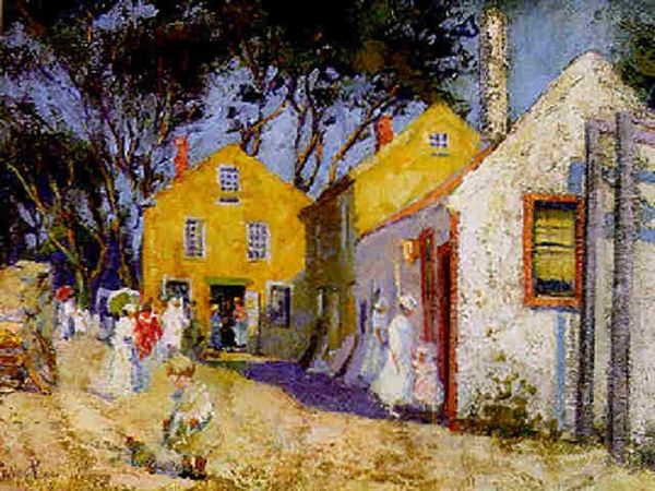 Provincetown Village Street Scene Oil Painting by Pauline Lennards Palmer