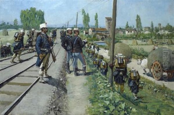 Manovre Militari Oil Painting by Ruggero Panerai