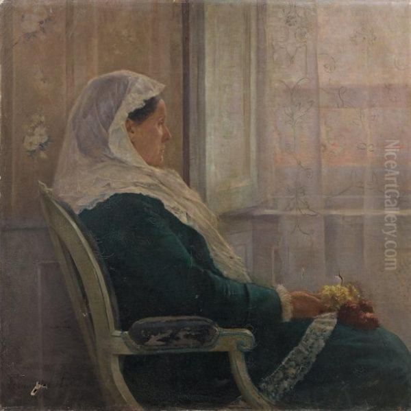 Dame Devant Une Fenetre Oil Painting by Fernand Blayn