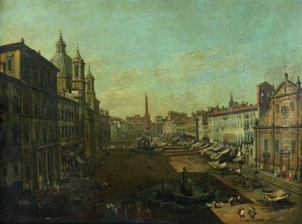 Piazza Navona Oil Painting by Giovanni Paolo Panini