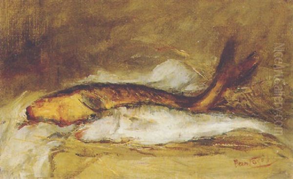 Still Life Of Fish Oil Painting by Pericles Pantazis