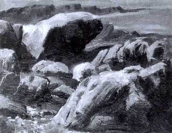 Untitled - Rock Formation, Peggy's Cove Oil Painting by Lawrence Arthur C. Panton