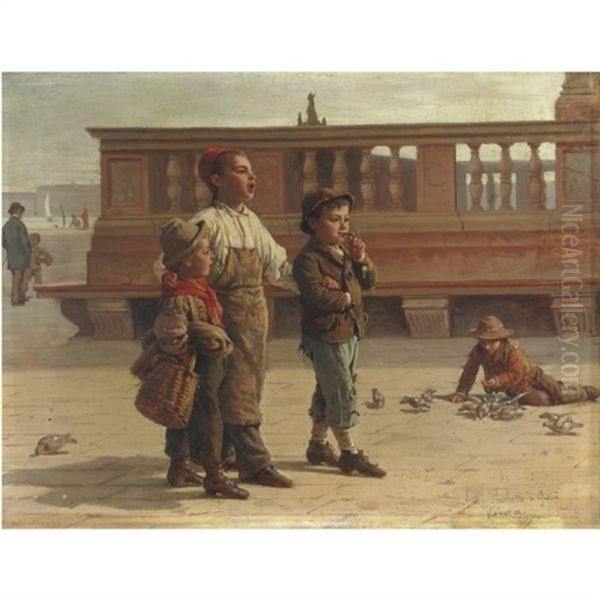 Scena Con Fanciulli Oil Painting by Antonio Ermolao Paoletti
